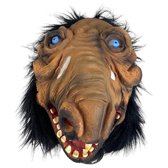 Adult Ugly Hairy Monster Mask With Blue Eyes Sharp Teeth Halloween Costume Party - Picture 1 of 8
